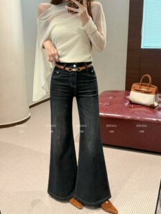 ZONANA左那那复古高腰筒喇牛仔裤女2026秋新款时尚百搭直筒喇叭裤