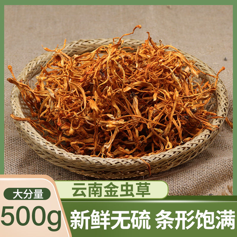 新货金虫草无硫新鲜干虫草花正品蛹金虫草煲汤材料500g包邮非野生