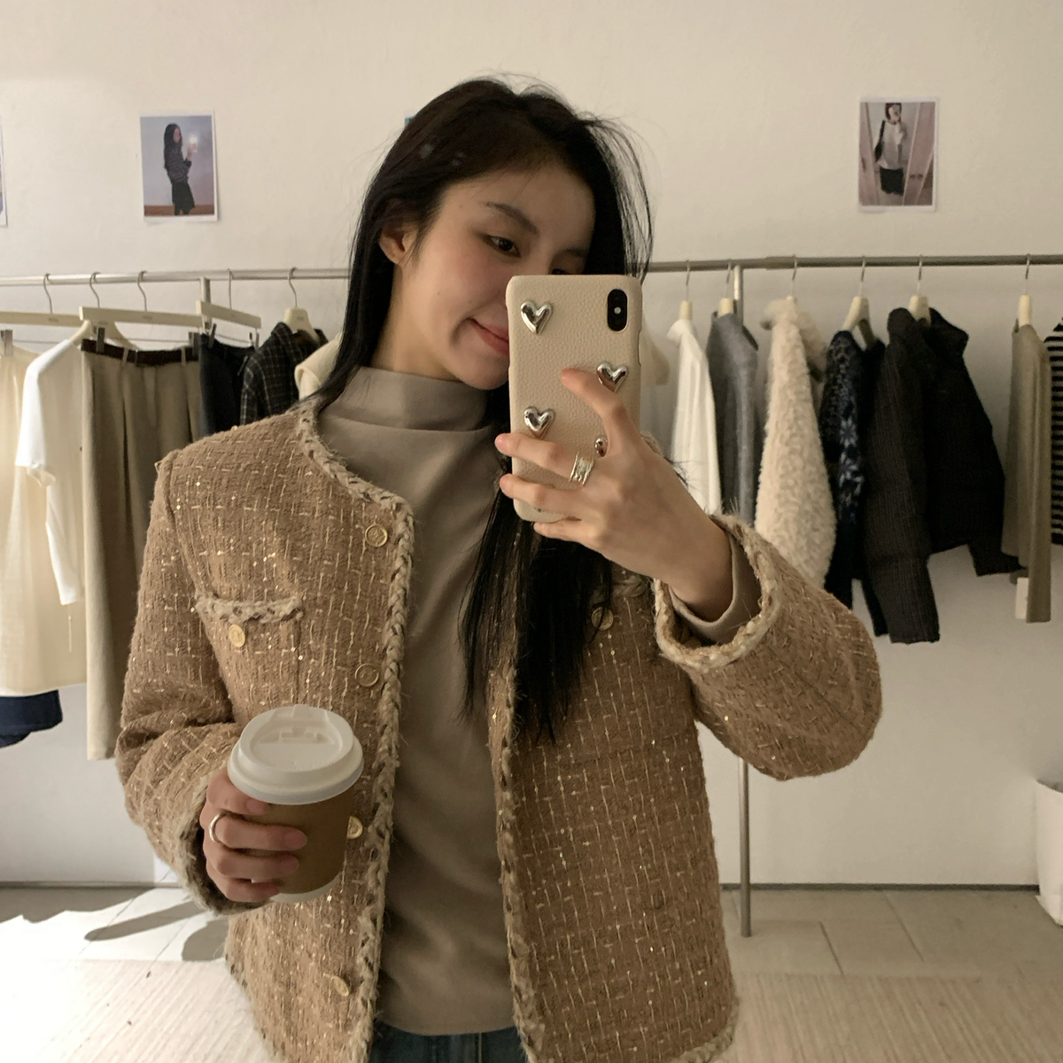 KITTIN-cado｜法式氛围感粗花呢小香风充绒短外套(含15羊毛)C2195