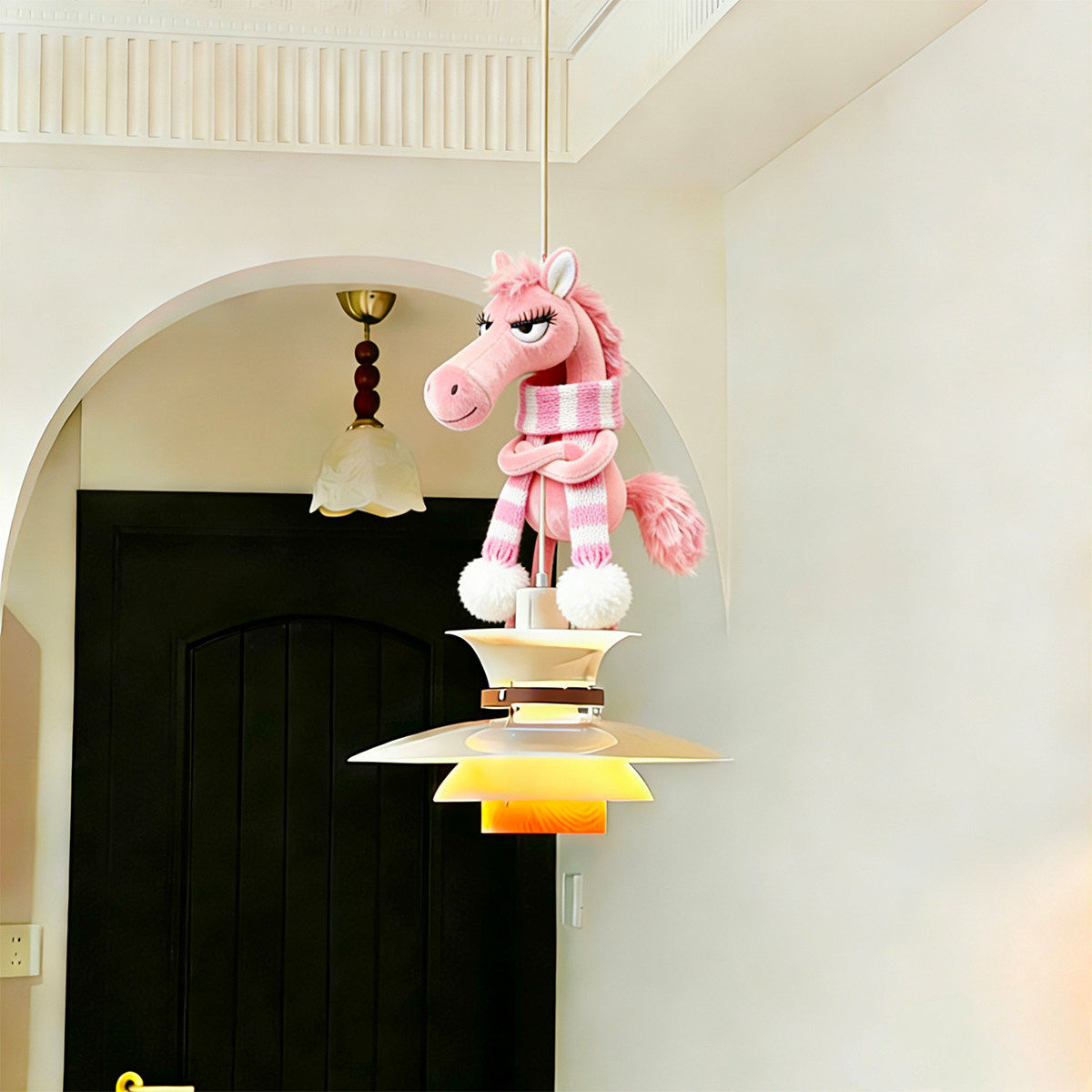 新年小马吊灯装饰玩偶2026新款过年吉祥物客厅毛绒公仔氛围感布置