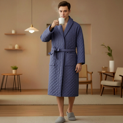 2025年冬季新款男士睡袍6层加厚保暖浴袍纯棉透气女士秋冬睡衣