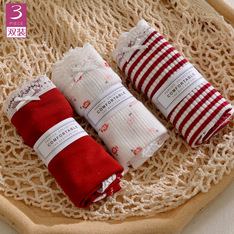 生活要有仪式感~新年内裤圣诞节内裤套装甜美bling本命年红三角裤