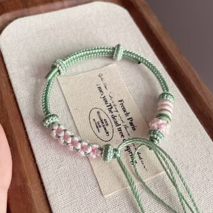 diy半成品桃花结手编绳手链可穿黄金转运珠编织绳情侣手链女礼物