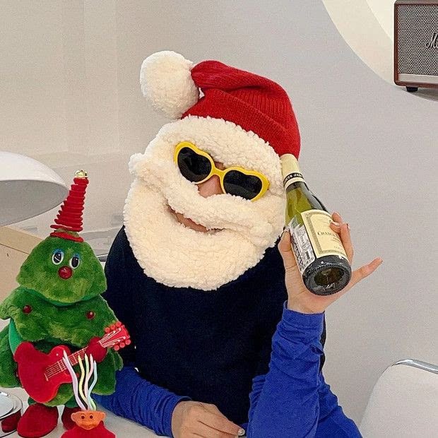 圣诞节老人大胡子圣诞帽可亲子针织帽男生女生儿童创意装饰礼物