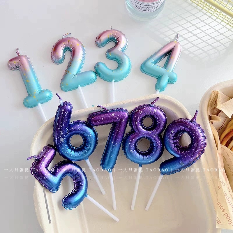 渐变银河生日数字蜡烛个性创意烘焙彩色糖果蛋糕摆件派对气氛道具