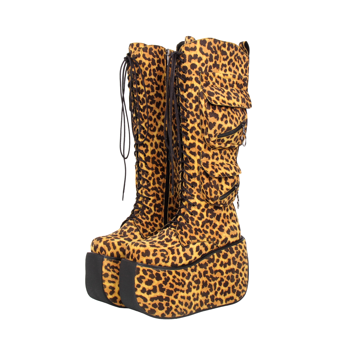 2025新品朋克PUNK靴 系带 双口袋卷底超高跟厚底松糕高筒靴610