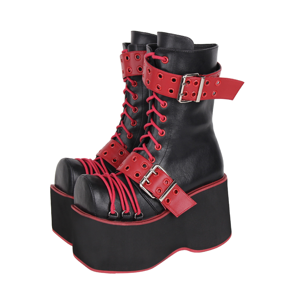 厚底系带秋季中筒靴松糕厚底