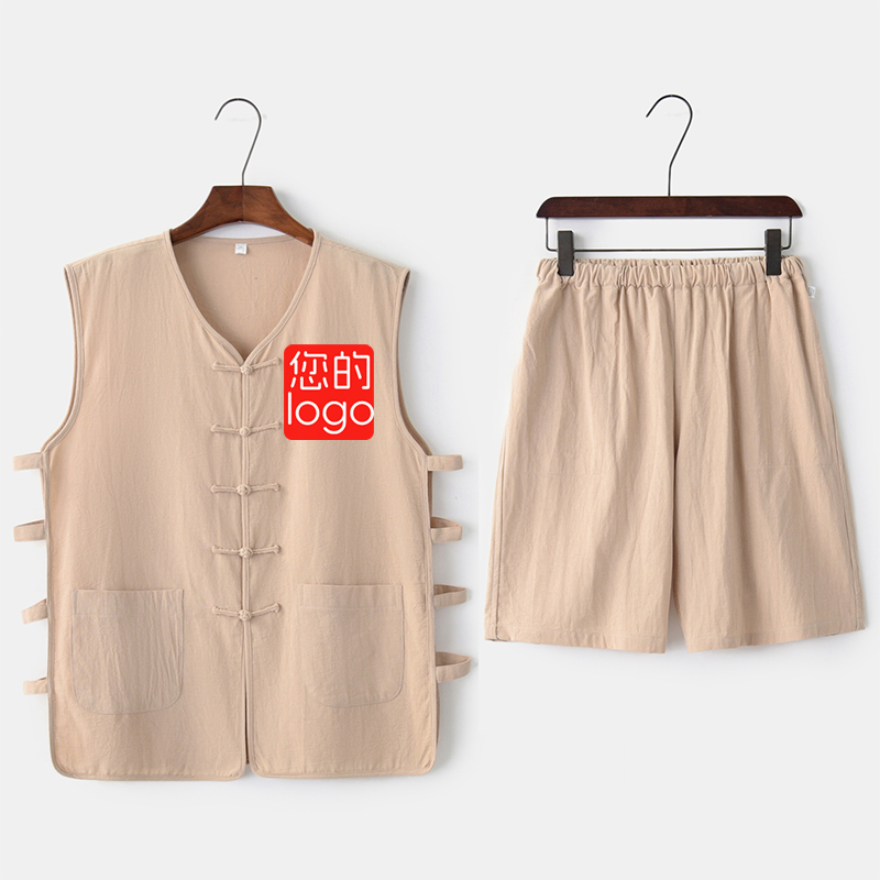养生馆工作服新中式棉麻工作服