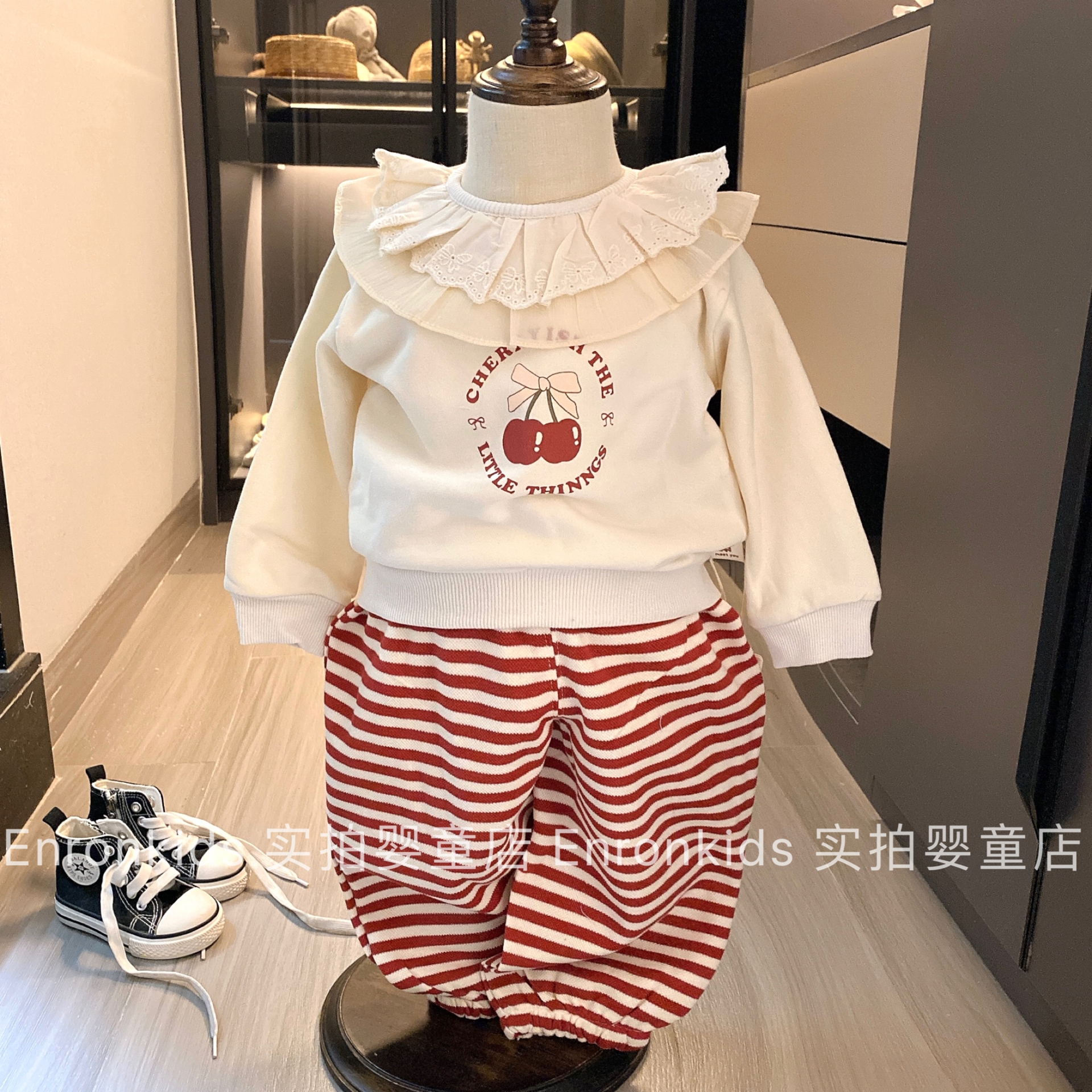 女童春秋装卡通纯棉卫衣套装甜美淑女女宝宝两件套外出服休闲衣服