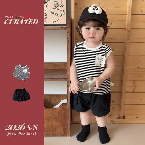 夏季儿童服装男童条纹休闲背心