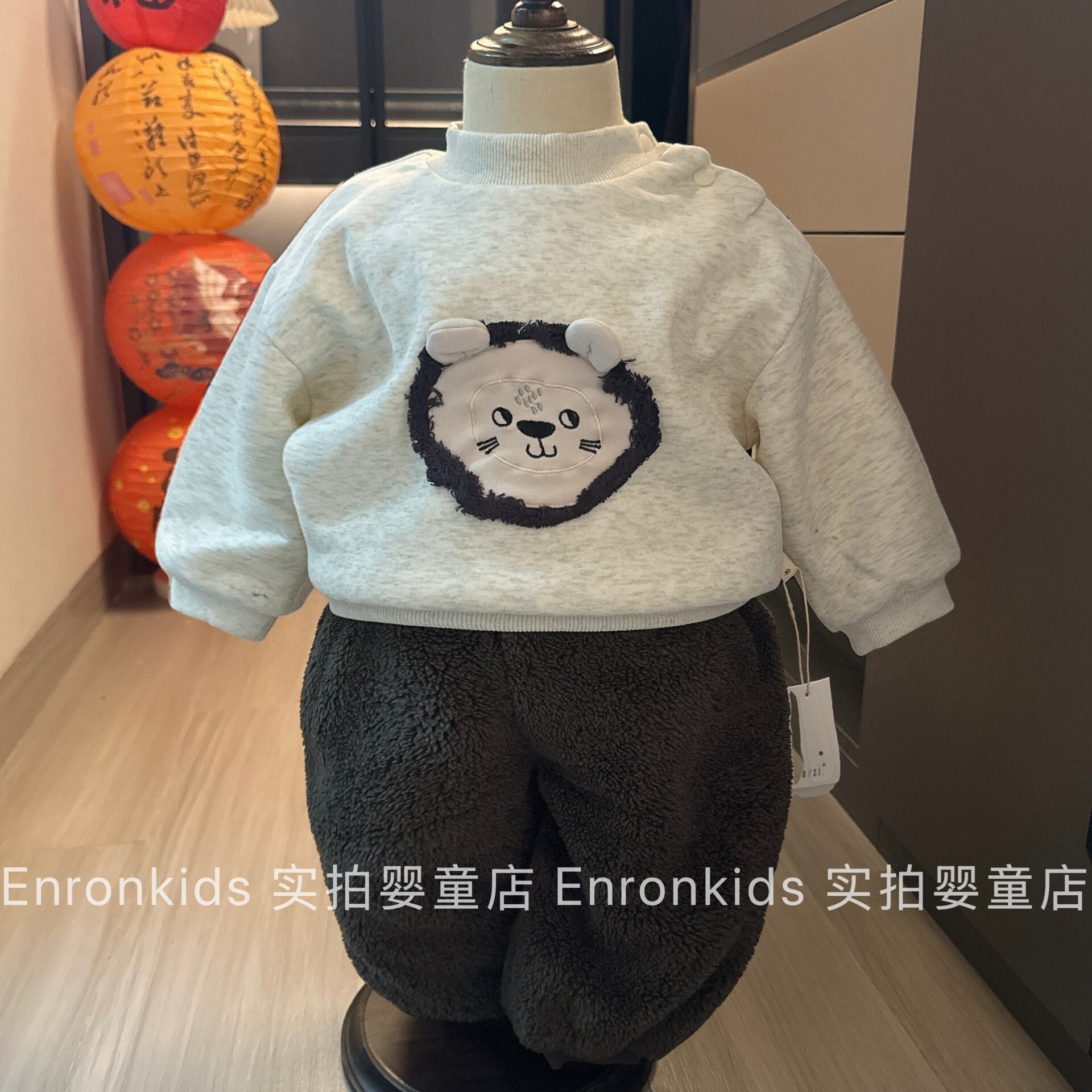 男宝宝冬季加厚加绒卫衣套装冬装