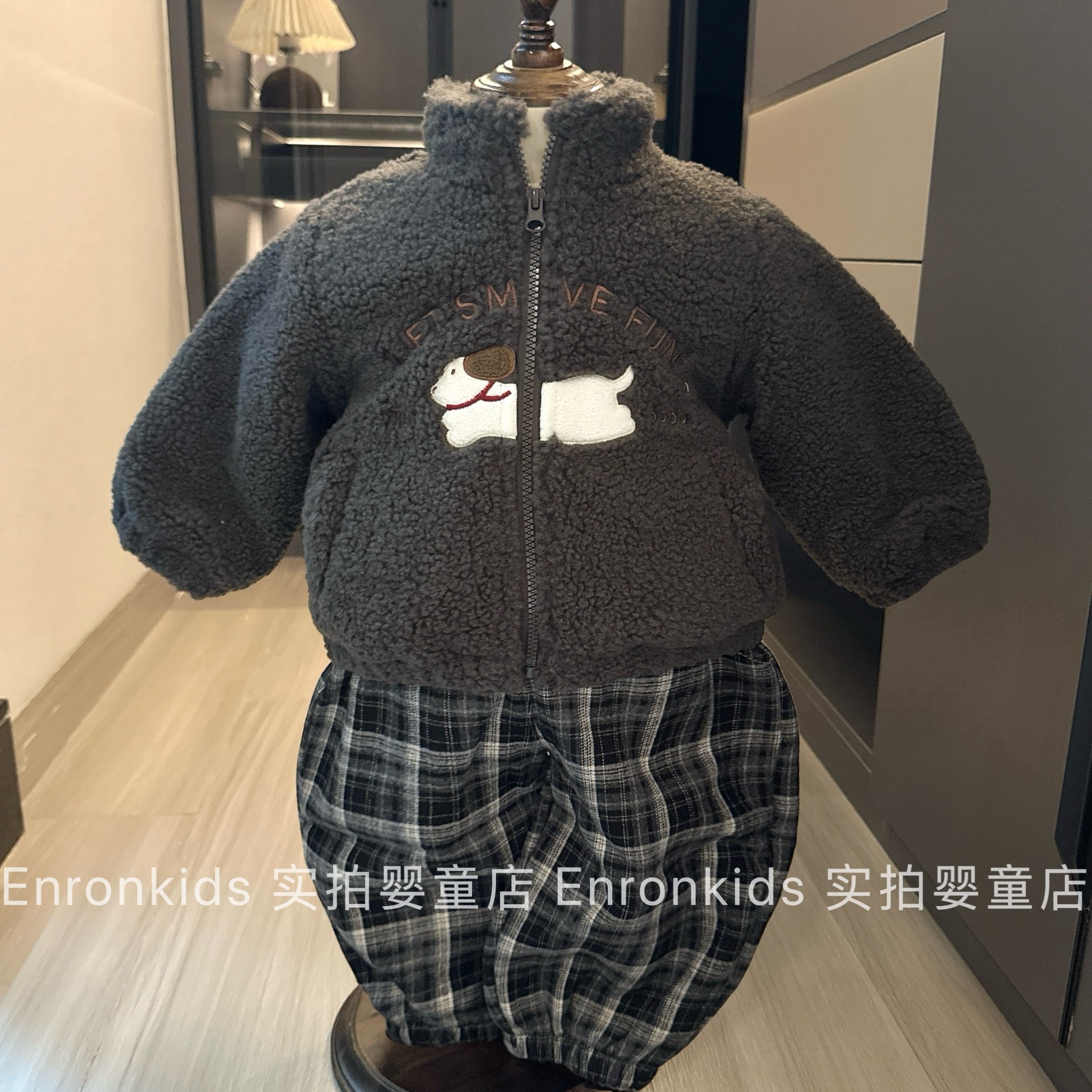 韩版男童夹棉羊羔毛外套洋气棉服