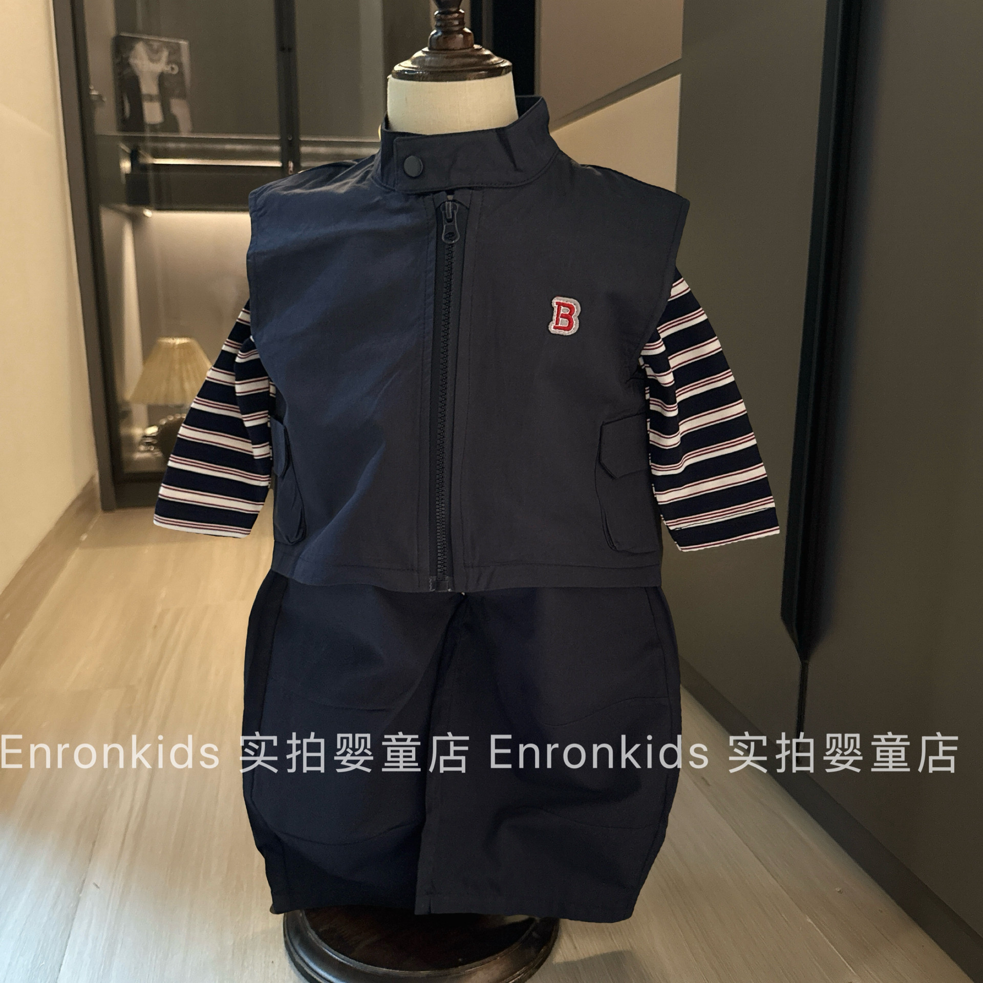 男宝宝春秋季分体套装工装裤秋装图片