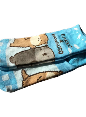 日单yokomizoyuri 水族馆的朋友们海獭Rakko&水獭Kawauso棉船袜