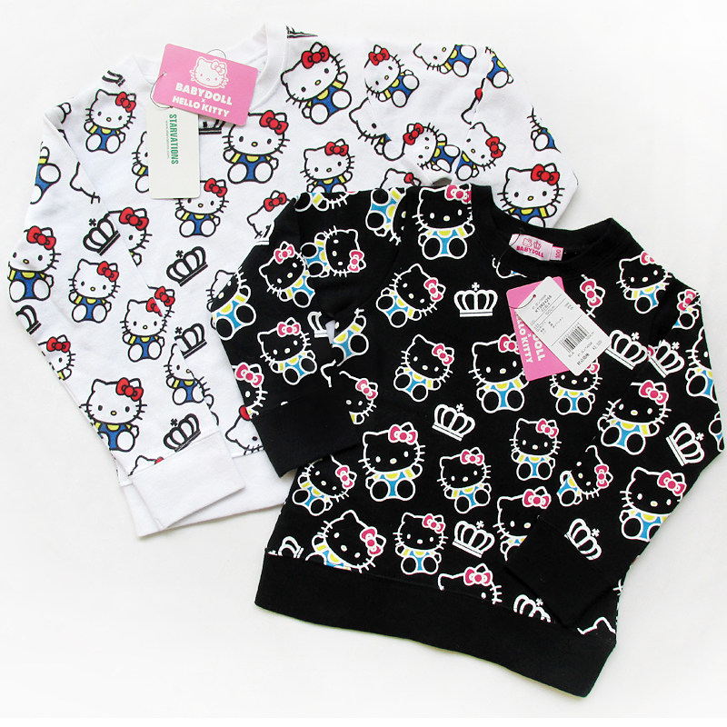 日单babydoll童装hellokitty凯蒂猫合作款春秋薄毛圈纯棉卫衣t恤