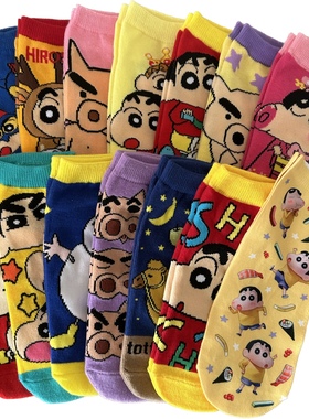 38包邮外贸日单蜡笔小新原野新之助肥嘟嘟左门卫棉质船袜