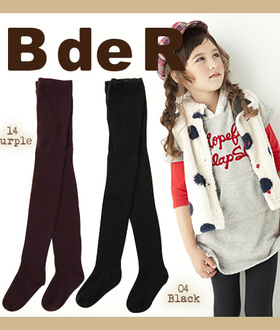 38包邮日本原单BdeR连裤袜儿童针织提花纯色全棉裤袜部分无水洗标