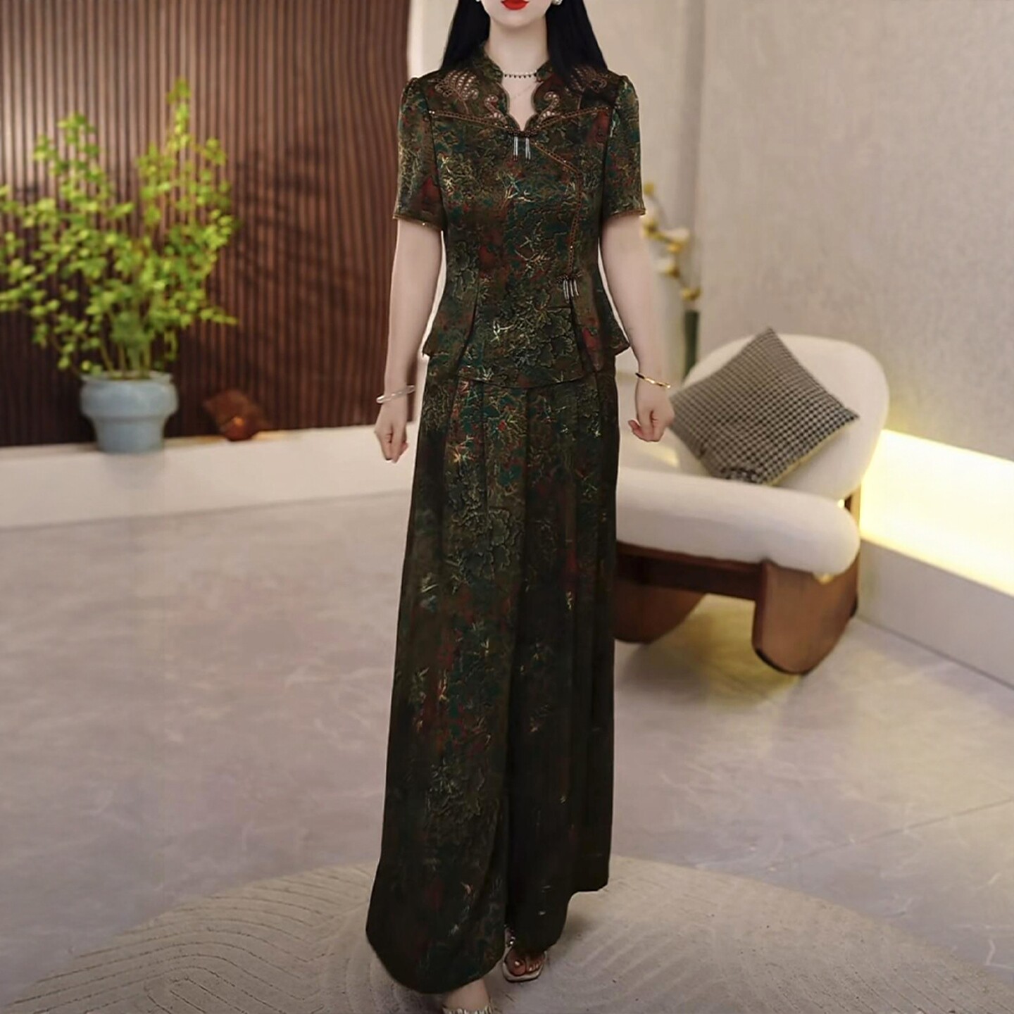 新中式国风套装女夏2026新款爆款时髦洋气减龄高级感阔腿裤两件套