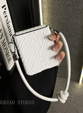 轻调 ins网红白色草席纹结皮质手提绳适用于小米MIX Flip2手机壳全包新款MIX限量版flip折叠屏翻盖防摔保护套