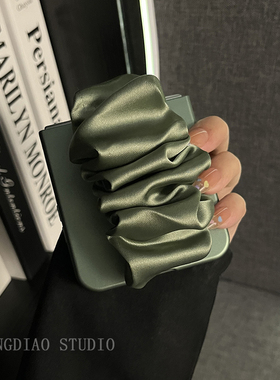 轻调 潮流ins小清新绿色烤漆丝巾腕带适用于荣耀MagicVFlip2手机壳新款Magic折叠屏V FLIP防摔肤感翻盖保护套