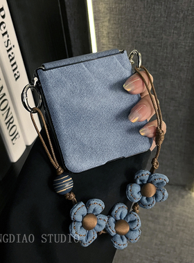 轻调 ins日韩时髦蓝色牛仔纹花朵手链适用于小米MIX Flip2手机壳全包新款MIX限量版flip折叠屏翻盖防摔保护套