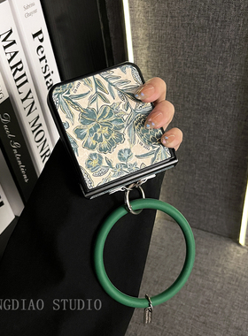 轻调 森系小清新烫金绿色树叶圆手环适用于小米MIX Flip2手机壳全包新款MIX限量版flip折叠屏翻盖防摔保护套