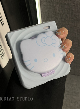 轻调 ins风萌系蓝色波漾磁吸猫咪支架适用于荣耀MagicVFlip2手机壳新款Magic折叠屏V FLIP防摔肤感翻盖保护套