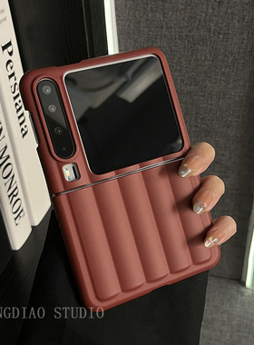 轻调 设计奢华风暗红色肤感罗马柱适用于华为Pura X手机壳全包新款purax典藏版折叠屏p50宝盒翻盖防摔保护套