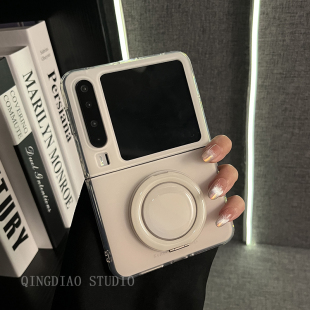pocket典藏版 X手机壳全包新款 折叠屏p50宝盒翻盖防摔保护套 ins风古董白360度旋转支架适用于华为Pura 轻调