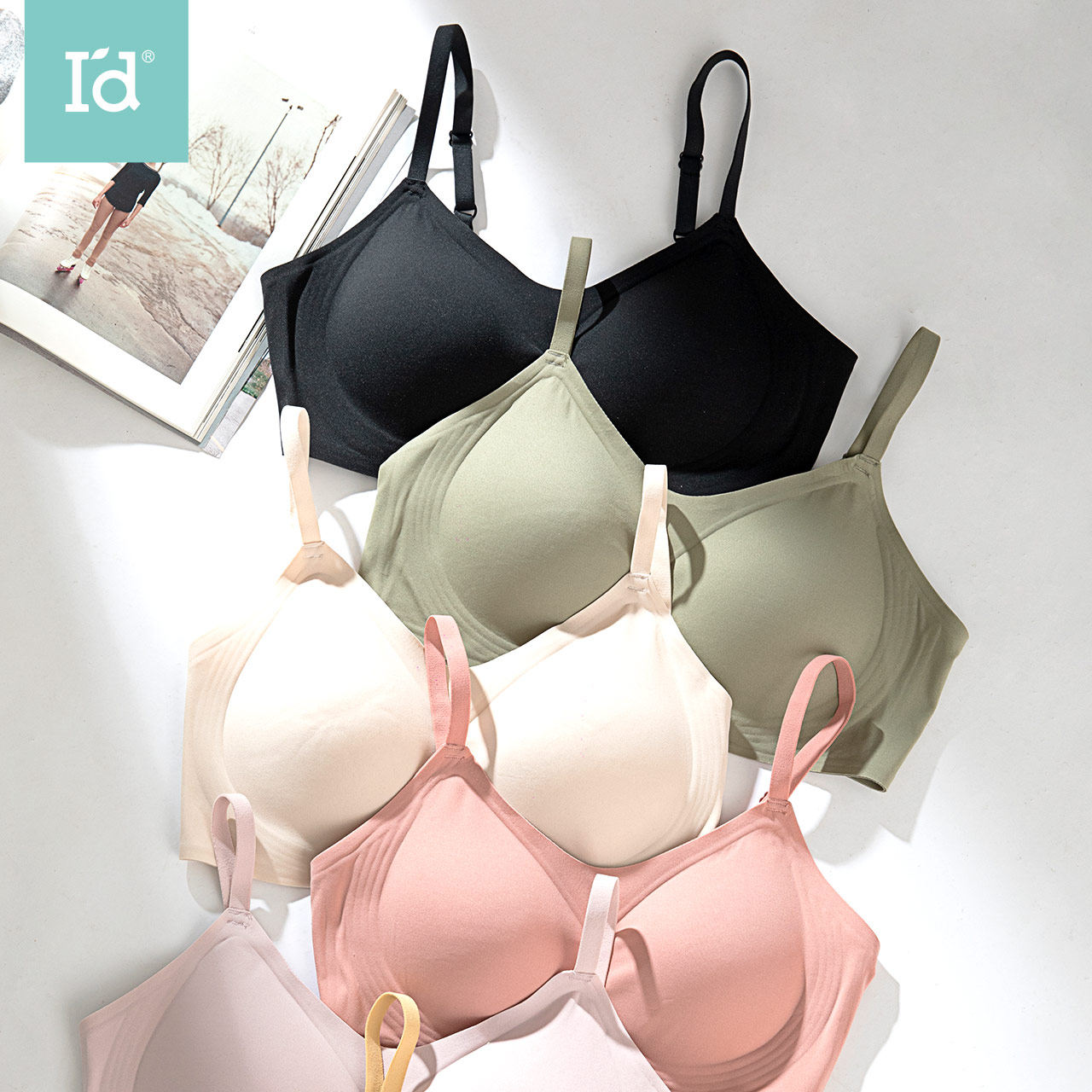 爱帝无痕女士文胸果冻胶养护肩带内衣纯色三排扣柔软无痕透气文胸