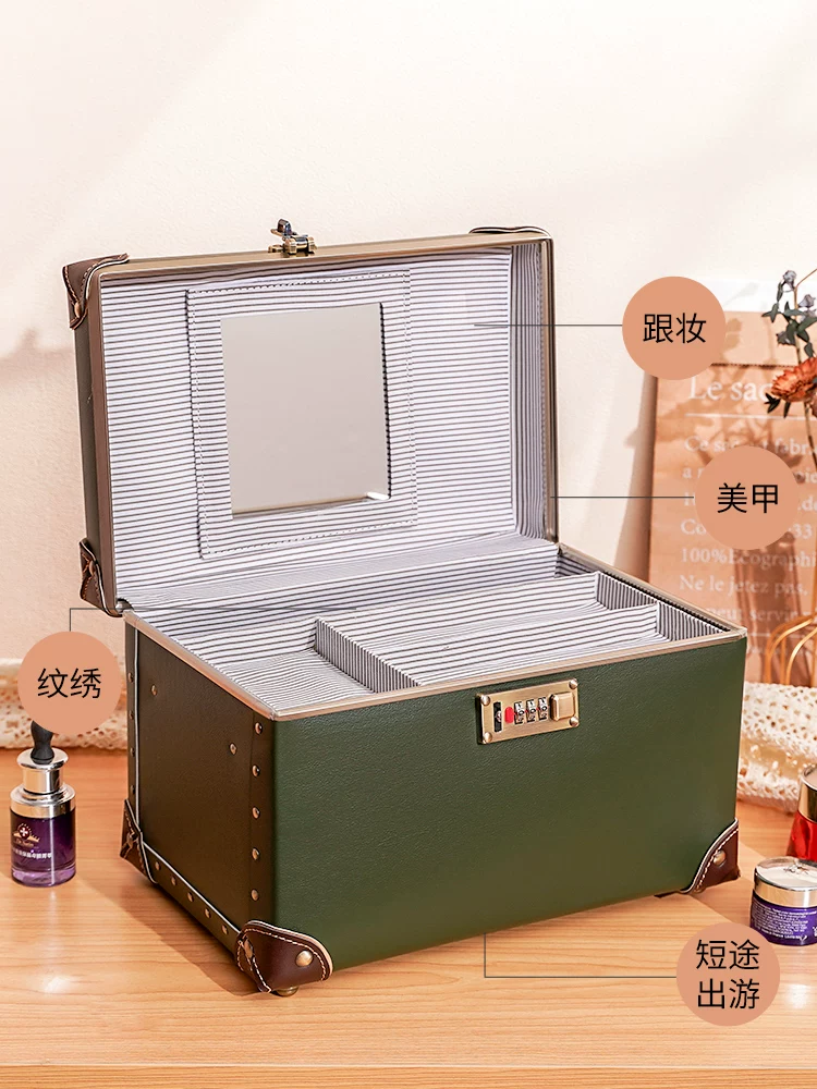 Capacious retro handheld suitcase, storage box for traveling, new collection, internet celebrity