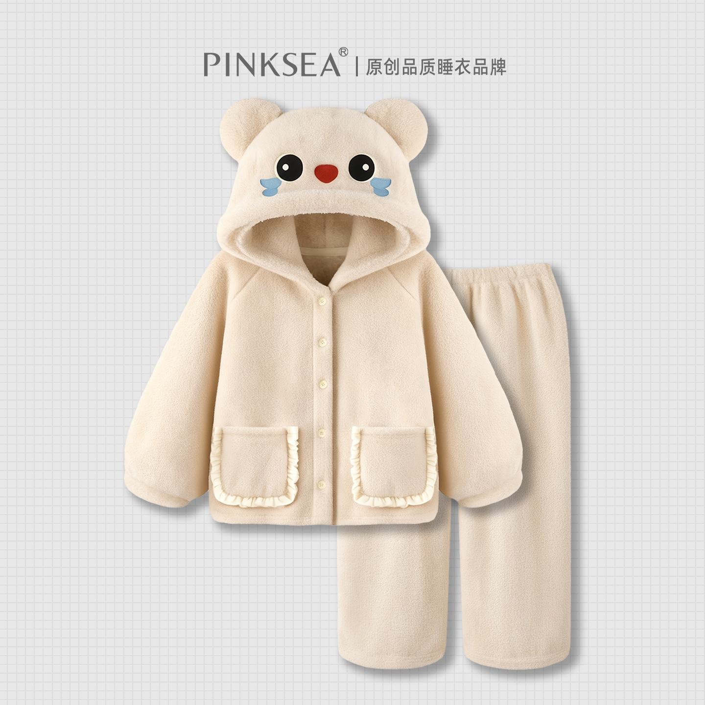 睡衣女冬季珊瑚绒加厚小熊家居服