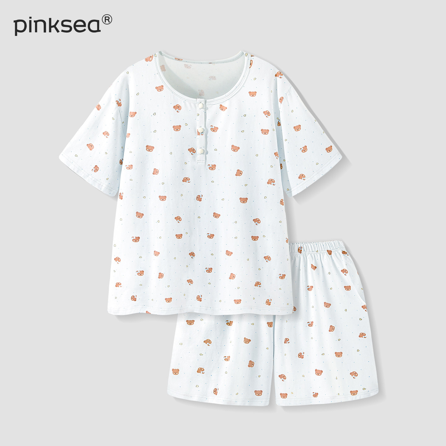 Pinksea睡衣女夏纯棉凉感短袖短裤薄款套装可外穿套头A类家居服