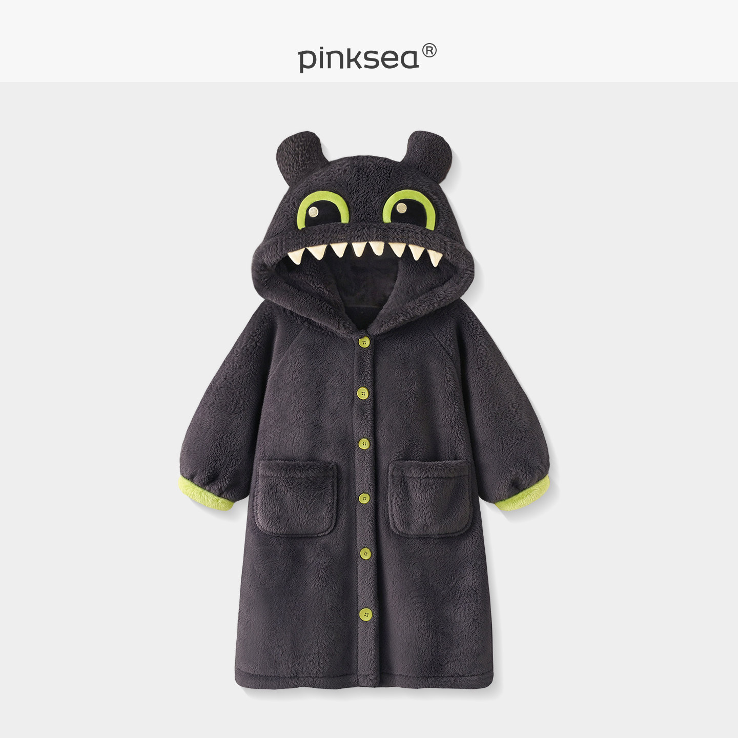 【小黑龙】pinksea珊瑚绒睡衣女冬季加厚中长款睡袍可爱家居服