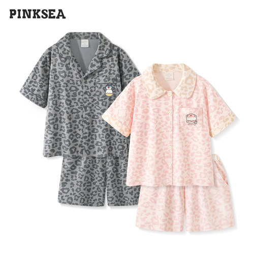 纯棉情侣睡衣夏季豹纹短袖家居服