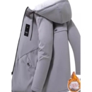 秋冬季加绒加厚棉衣外套男中长款防寒保暖棉袄连帽休闲棉服风衣男