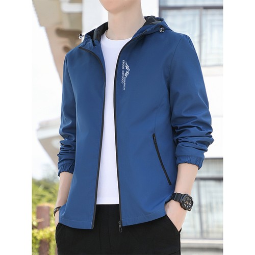 2025秋季新款夹克男休闲潮流风衣外套春秋款男装连帽印花上衣褂子