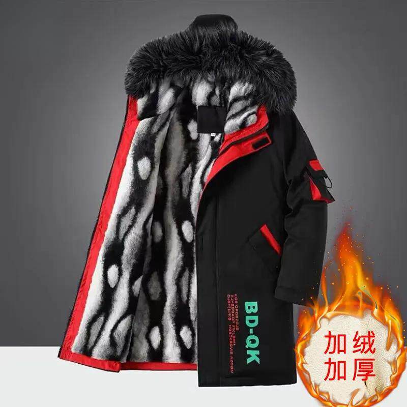中长款派初高中青少年帅气加绒加厚男克服羽戎服潮流冬季外套学生