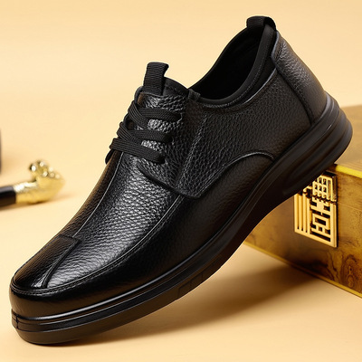 皮鞋男2025冬季新款乐福鞋头层牛皮真皮男士休闲软底中年爸爸鞋子