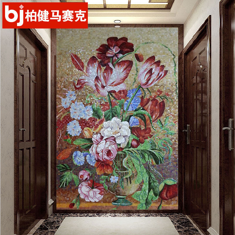 欧式餐厅背景墙马赛克剪画订制