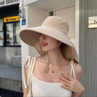 甬制遮脸帽女款防紫外线 帽燕尾披肩帽骑车防晒蝴蝶结太阳遮阳 帽