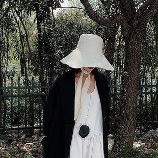 百搭帽子 日系純色大檐漁夫帽女士春夏可折疊太陽帽防曬遮陽帽韓版