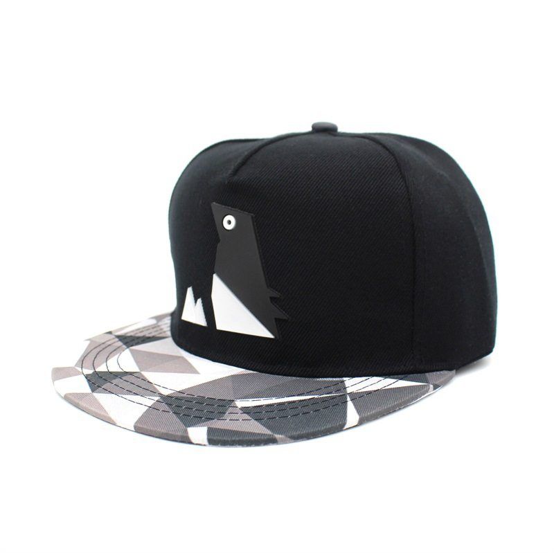 嘻哈棒球帽几何 帽子男女遮阳帽黑白平帽印花  小鸟平檐 沿帽街舞