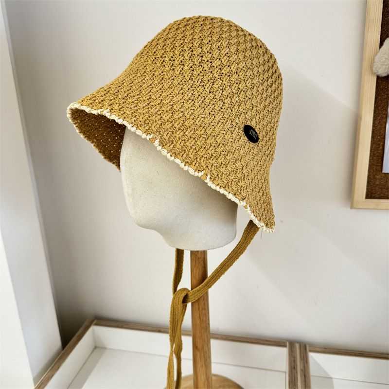 花边镂空透气薄款绑带草编渔夫帽女夏季出游遮阳显脸小时尚休闲