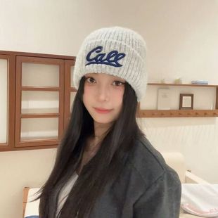甬制帽保暖秋冬显脸毛线帽字母新款纯色针织韩版百搭大头围时尚刺