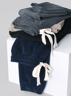 男士重磅欧绵绒卫裤新面料条绒宽松版收脚裤针织灯芯绒束腿裤舒适