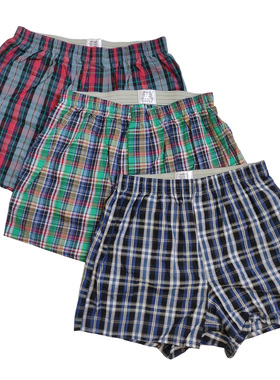 男士纯棉阿罗裤宽松梭织内裤RELAX放松4角裤头复古休闲大裤衩短裤