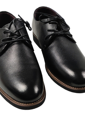 男士荔纹真皮鞋头层牛皮正装德比鞋黑色Derbies商务职场赴宴休闲