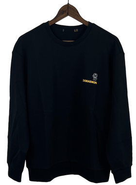 童年动画春秋季黑色宽松版大码男卫衣男圆领套头慵懒高街打底INS