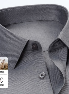 男士秋季新品羊毛莫代尔衬衫高档商务正装长袖休闲高级简约衬衣
